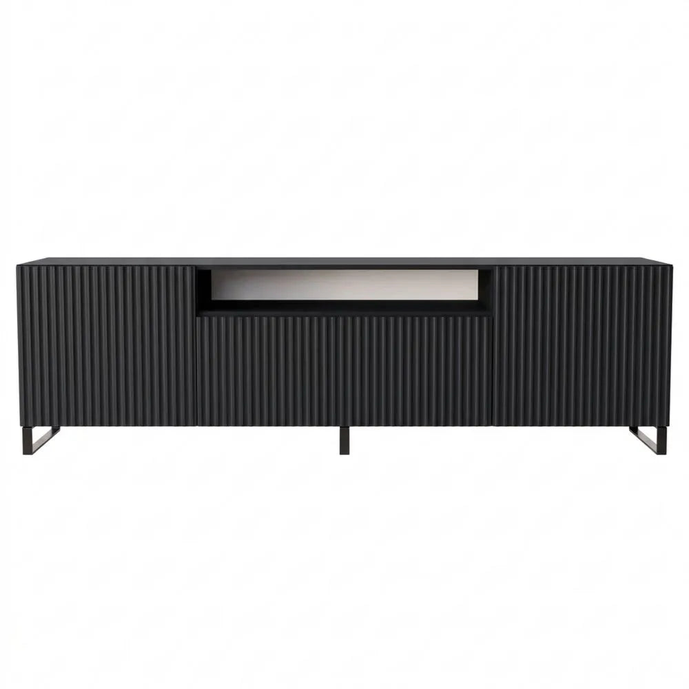 Moderner TV-Schrank mit Stauraum, schwarz, 200 cm, 3-türig