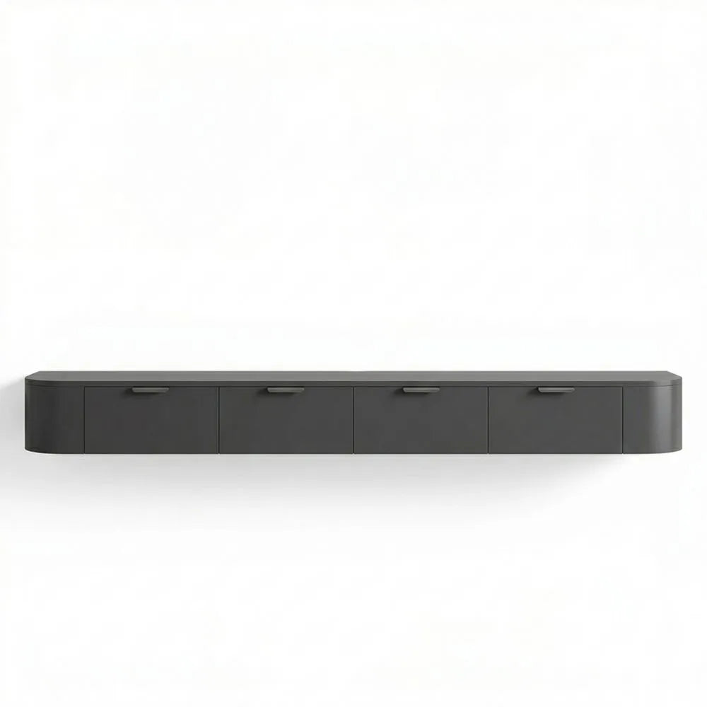 Wandhängende TV-Konsole mit Türen, schwimmendes TV-Board für Wohnzimmer und Büro, 160 cm, Schwarz