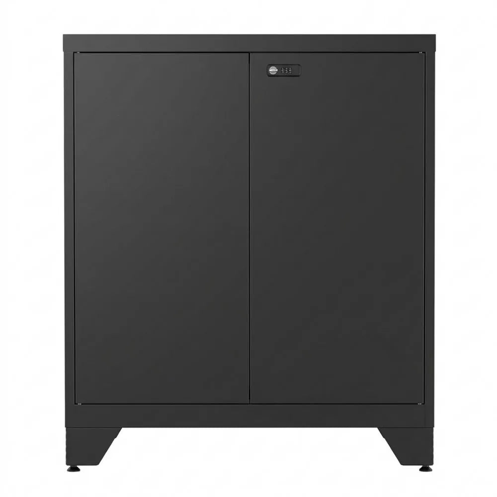 Metallschrank mit Kombinationsschloss, Verstellbare Regale für Büro und Garage, Schwarz