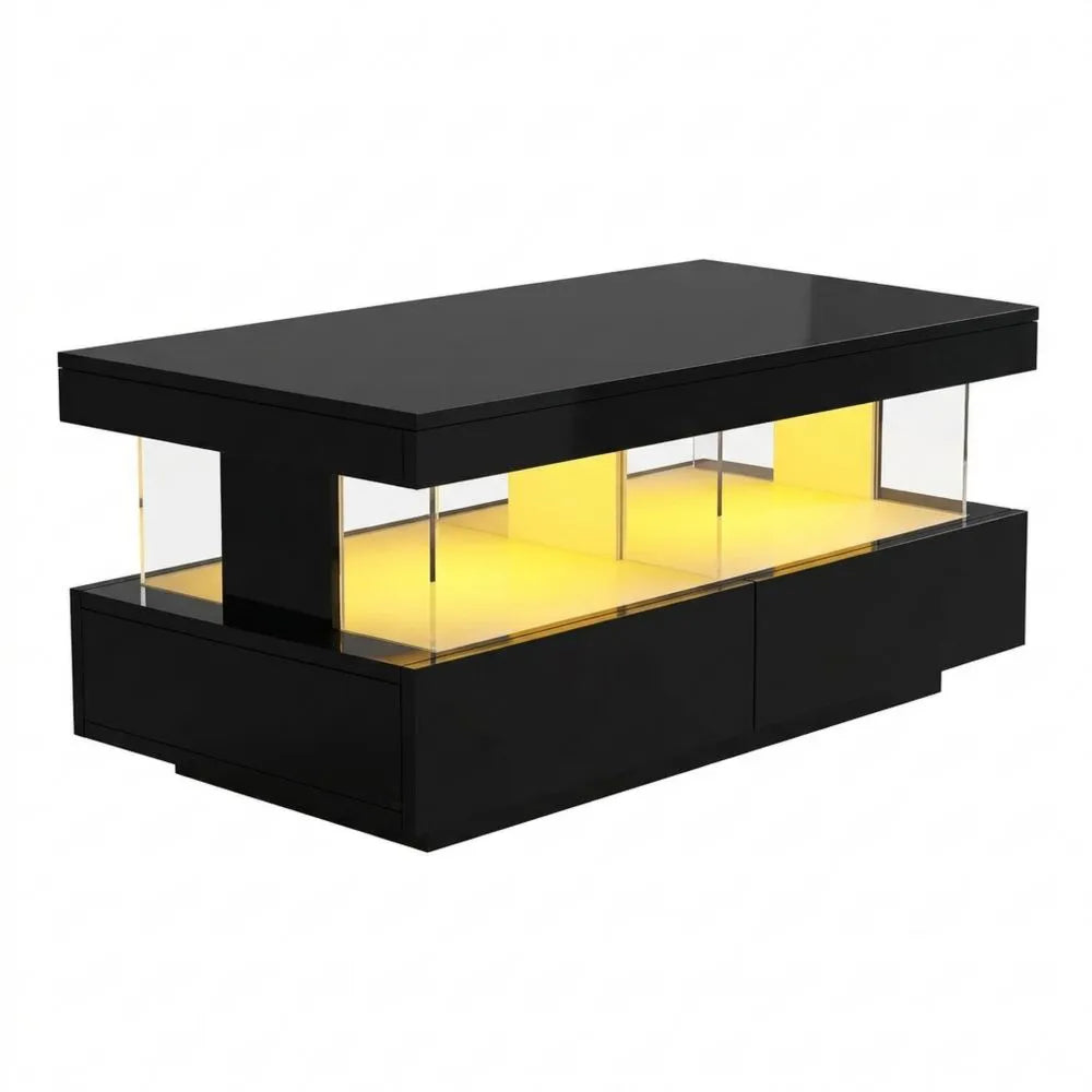 Moderner Couchtisch mit LED und Stauraum