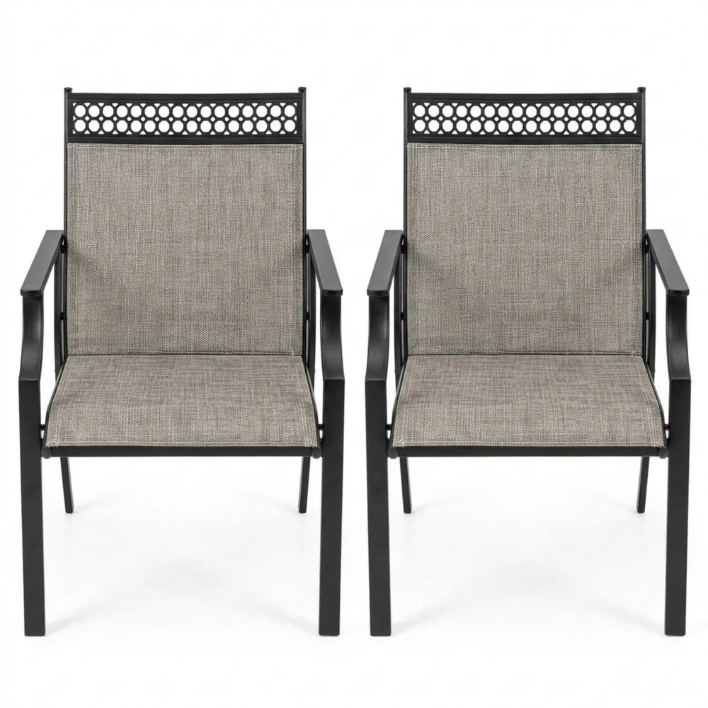 Zweierset Outdoor-Stühle mit Schnelltrocknungsstoff, für Garten und Balkon, bis 150 kg
