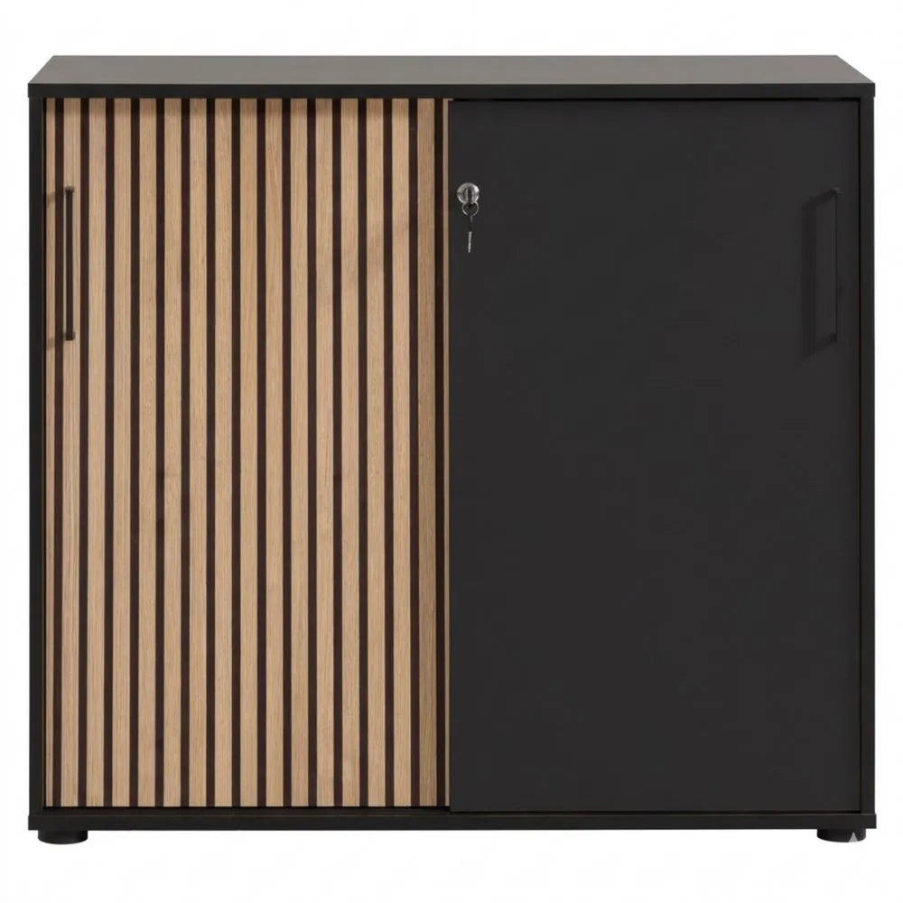 Moderner Aktenschrank mit Akustikpaneel in Schwarz, 100 x 41 x 83,6 cm