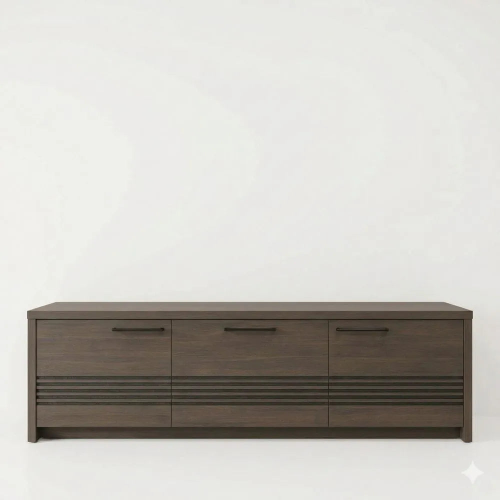 Moderner TV-Schrank mit 2 Türen und Schublade, Dunkelbraun Schwarz Eiche Dekor